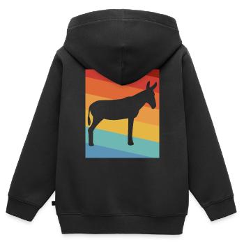 Esel - Kinder Premium Organic Zip Hoodie - Schwarz - Hinten - AI Model Kid Male (0cm)