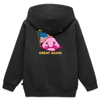 USA Elections  Blobfish Blobfish - Kids Premium Organic Zip-up Hoodie - black - Back - AI Model Kid Male (0cm)