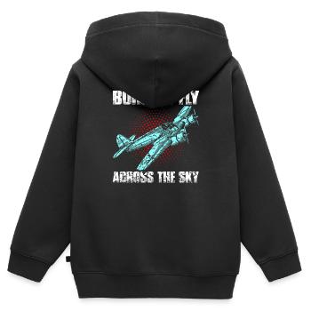 Pilote aviateur avion volant - Sweat Premium à capuche zippé enfant bio - noir - Dos - AI Model Kid Male (0cm)