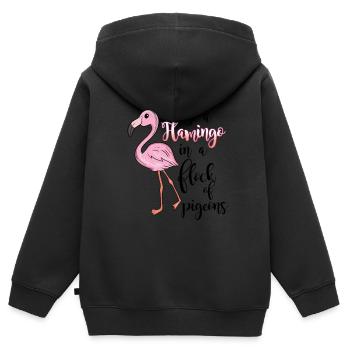 Flamingo mit witzigem Spruch - Kinder Premium Organic Zip Hoodie - Schwarz - Hinten - AI Model Kid Male (0cm)