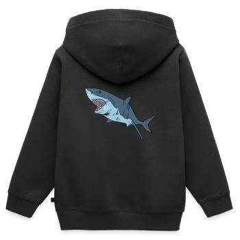 Requin requin - Sweat Premium à capuche zippé enfant bio - noir - Dos - AI Model Kid Male (0cm)