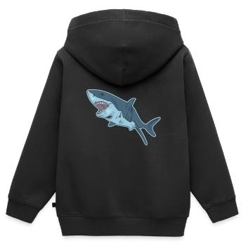 Requin requin - Sweat Premium à capuche zippé enfant bio - noir - Dos - AI Model Kid Male (0cm)