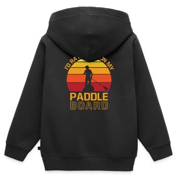 SUP paddle board - Sweat Premium à capuche zippé enfant bio - noir - Dos - AI Model Kid Male (0cm)