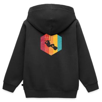 Kitesurfing - Kinder Premium Organic Zip Hoodie - Schwarz - Hinten - AI Model Kid Male (0cm)