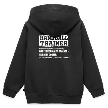 Handball Trainer - Kinder Premium Organic Zip Hoodie - Schwarz - Hinten - AI Model Kid Male (0cm)