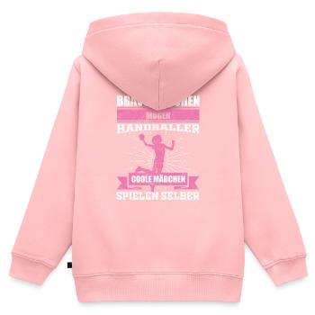 Sports de fille de handball - Sweat Premium à capuche zippé enfant bio - rose - Dos - AI Model Kid Female (0cm)