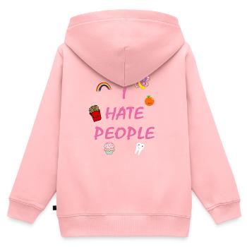 I hate people - Kinder Premium Organic Zip Hoodie - Rosa - Hinten - AI Model Kid Female (0cm)