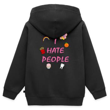 I hate people - Kinder Premium Organic Zip Hoodie - Schwarz - Hinten - AI Model Kid Male (0cm)