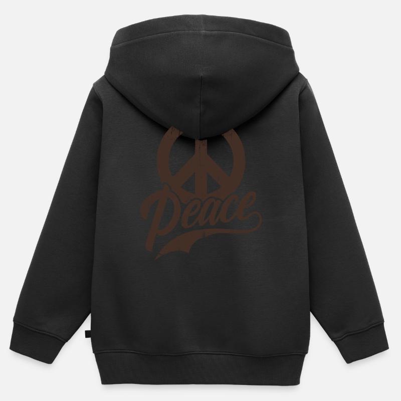 Peace Sign Peace Day - Sweat Premium à capuche zippé enfant bio - noir