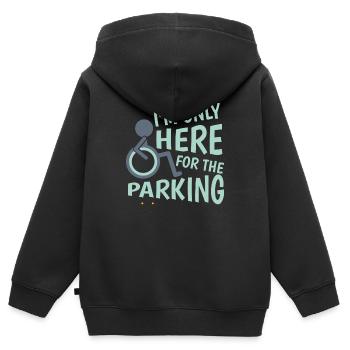 I'm only here for the Parking lustiger Behinderten - Kinder Premium Organic Zip Hoodie - Schwarz - Hinten - AI Model Kid Male (0cm)