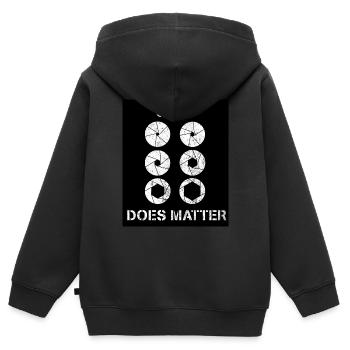 SIZE DOES MATTER - Kids Premium Organic Zip-up Hoodie - black - Back - AI Model Kid Male (0cm)