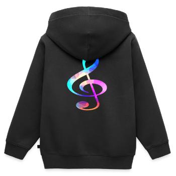 Notenschluessel Musik Noten Musiker Instrument - Kinder Premium Organic Zip Hoodie - Schwarz - Hinten - AI Model Kid Male (0cm)