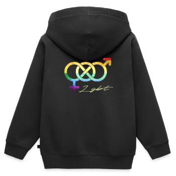 LGBT - Kinder Premium Organic Zip Hoodie - Schwarz - Hinten - AI Model Kid Male (0cm)