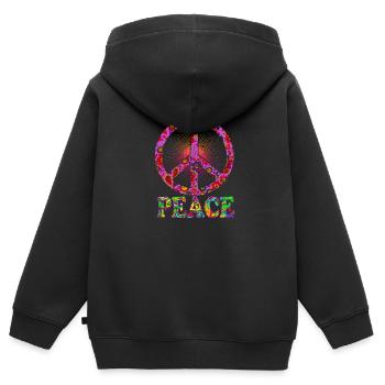 Peace - Kinder Premium Organic Zip Hoodie - Schwarz - Hinten - AI Model Kid Male (0cm)