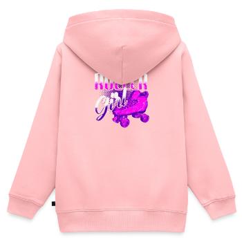 Rollschuhe Frau Mädchen Roller Girl - Kinder Premium Organic Zip Hoodie - Rosa - Hinten - AI Model Kid Female (0cm)