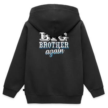 Grosser Bruder - Kinder Premium Organic Zip Hoodie - Schwarz - Hinten - AI Model Kid Male (0cm)