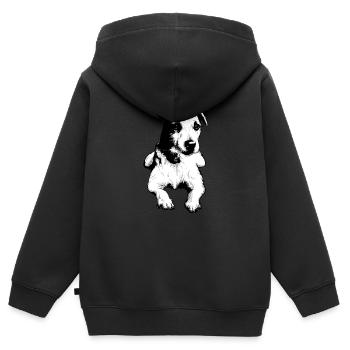 Parson Russell Terrier Jack Russell - Kinder Premium Organic Zip Hoodie - Schwarz - Hinten - AI Model Kid Male (0cm)
