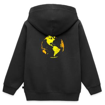 Globus Weltkarte - Kinder Premium Organic Zip Hoodie - Schwarz - Hinten - AI Model Kid Male (0cm)