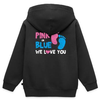 Gender Enthüllungsparty - Kinder Premium Organic Zip Hoodie - Schwarz - Hinten - AI Model Kid Male (0cm)