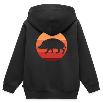 Wildschwein - Kinder Premium Organic Zip Hoodie - Schwarz - Hinten - AI Model Kid Male (0cm)