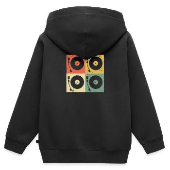 Schallplattenspieler Vinyl - Kinder Premium Organic Zip Hoodie - Schwarz - Hinten - AI Model Kid Male (0cm)