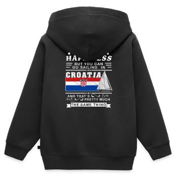 Kroatien Segeln, Segelschiff Mittelmeer Geschenk - Kinder Premium Organic Zip Hoodie - Schwarz - Hinten - AI Model Kid Male (0cm)