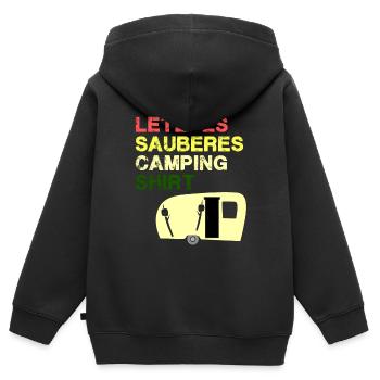 Letztes sauberes Camping Shirt - Kinder Premium Organic Zip Hoodie - Schwarz - Hinten - AI Model Kid Male (0cm)