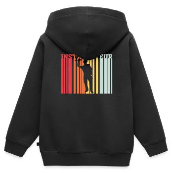 Installateur Retro - Sweat Premium à capuche zippé enfant bio - noir - Dos - AI Model Kid Male (0cm)