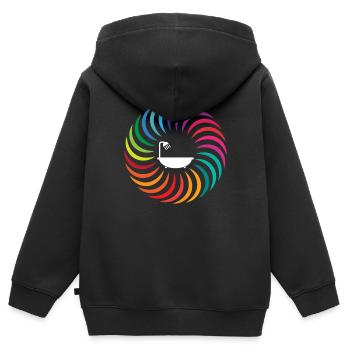Baignoire Rainbow Boomerang Circle - Sweat Premium à capuche zippé enfant bio - noir - Dos - AI Model Kid Male (0cm)
