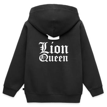 Löwin - Kinder Premium Organic Zip Hoodie - Schwarz - Hinten - AI Model Kid Male (0cm)