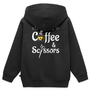 Coiffeur Coiffeur Coiffeur Coiffeur - Sweat Premium à capuche zippé enfant bio - noir - Dos - AI Model Kid Male (0cm)