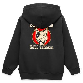 Bull Terrier - Sweat Premium à capuche zippé enfant bio - noir - Dos - AI Model Kid Male (0cm)