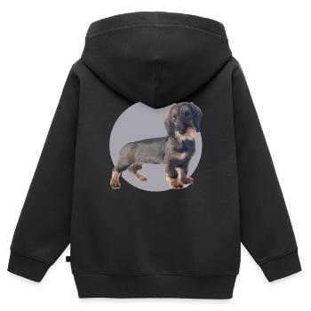 Dackel Welpen - Kinder Premium Organic Zip Hoodie - Schwarz - Hinten - AI Model Kid Male (0cm)