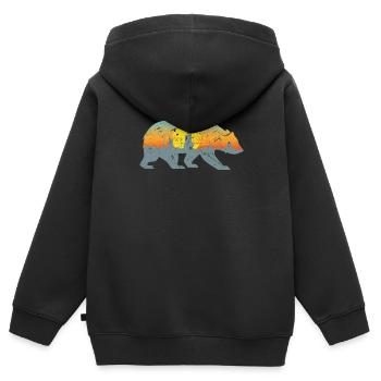 Bär Wildnis - Kinder Premium Organic Zip Hoodie - Schwarz - Hinten - AI Model Kid Male (0cm)