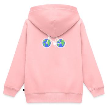 Cadeau Bike World TShirt pour le climat de conservation - Sweat Premium à capuche zippé enfant bio - rose - Dos - AI Model Kid Female (0cm)