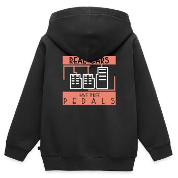 "Echte Autos haben 3 Pedale" Autoteile - Kinder Premium Organic Zip Hoodie - Schwarz - Hinten - AI Model Kid Male (0cm)
