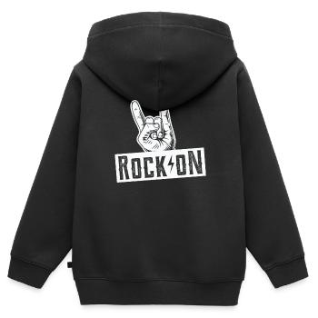 Rock sur le rock and roll - Sweat Premium à capuche zippé enfant bio - noir - Dos - AI Model Kid Male (0cm)