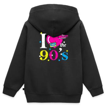 90er Jahre - Kinder Premium Organic Zip Hoodie - Schwarz - Hinten - AI Model Kid Male (0cm)