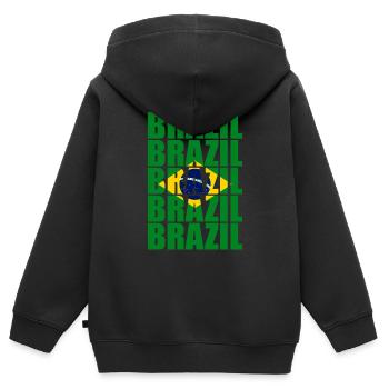 Brésil - Sweat Premium à capuche zippé enfant bio - noir - Dos - AI Model Kid Male (0cm)