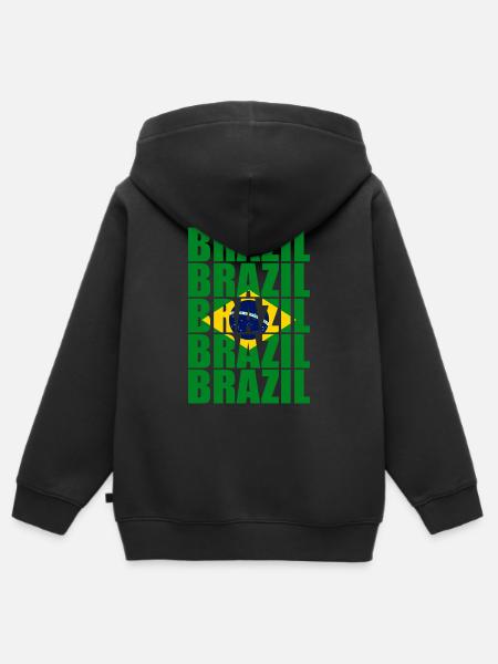 Brasilien - Kinder Premium Organic Zip Hoodie - Schwarz