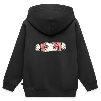 Anime Girl Große Augen - Kinder Premium Organic Zip Hoodie - Schwarz - Hinten - AI Model Kid Male (0cm)