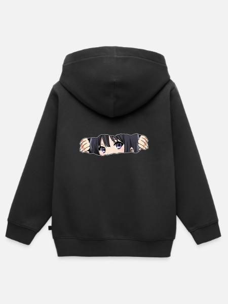 Anime Girl - Kids Premium Organic Zip-up Hoodie - black