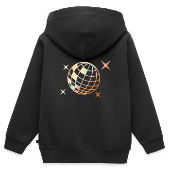 Silhouette de boule disco - Sweat Premium à capuche zippé enfant bio - noir - Dos - AI Model Kid Male (0cm)