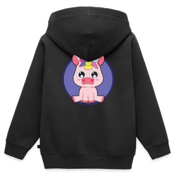 Baby Einhorn niedliche Tiere - Kinder Premium Organic Zip Hoodie - Schwarz - Hinten - AI Model Kid Male (0cm)
