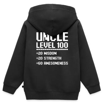 Onkel - Kinder Premium Organic Zip Hoodie - Schwarz - Hinten - AI Model Kid Male (0cm)