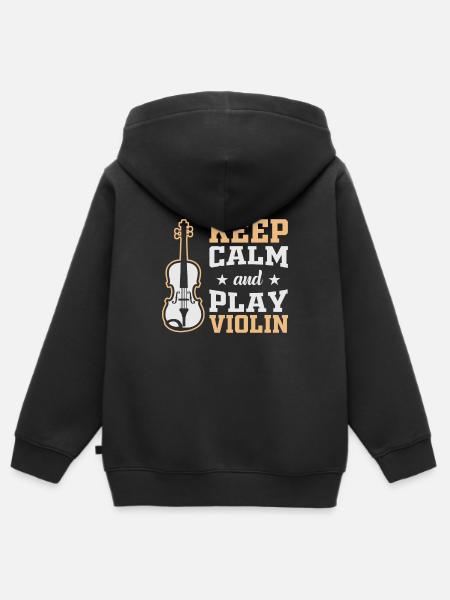 Violon violon - Premium børne zip-hættetrøje økologisk - sort
