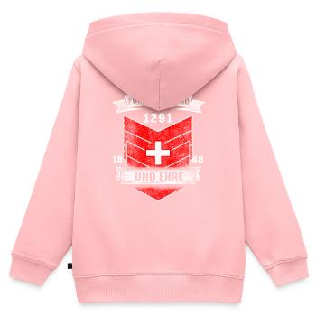 1291 Schweiz Flagge Vaterland Ehre Stolz Geschenk - Kinder Premium Organic Zip Hoodie - Rosa - Hinten - AI Model Kid Female (0cm)