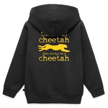 Gepard - Kinder Premium Organic Zip Hoodie - Schwarz - Hinten - AI Model Kid Male (0cm)
