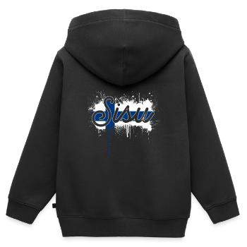 Finnland Nation - Kinder Premium Organic Zip Hoodie - Schwarz - Hinten - AI Model Kid Male (0cm)