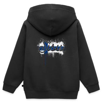 Finlande Pavillon - Sweat Premium à capuche zippé enfant bio - noir - Dos - AI Model Kid Male (0cm)